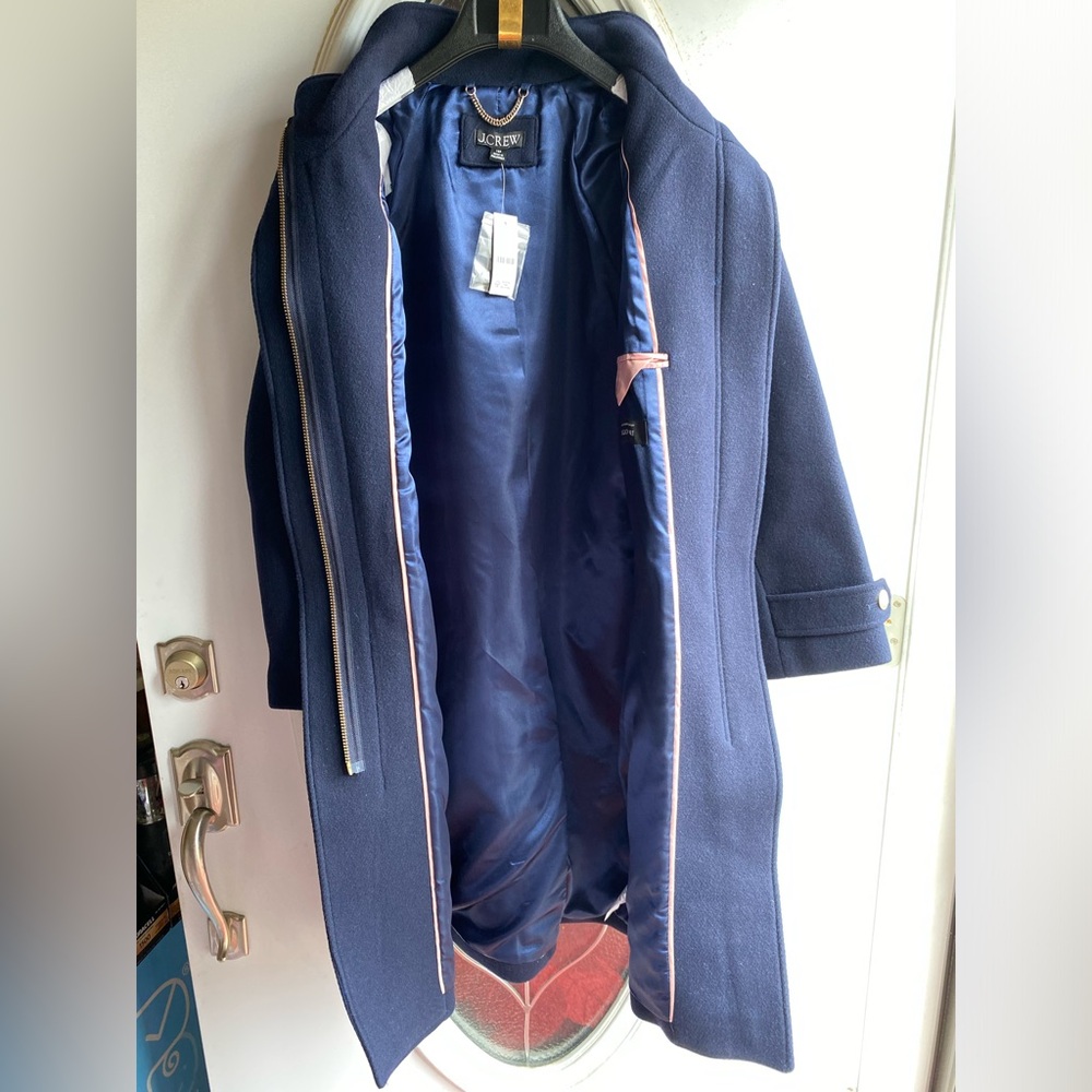 🆕 J.Crew Long Toscana Coat in NAVY Sz Petite 10 - Picture 9 of 15